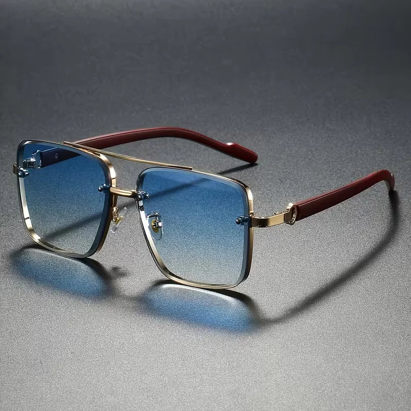 Fashion Square Metal Sunglasses – Pilot Style Double Bridge Sun Glasses