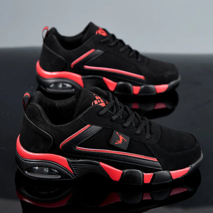 Men’s Air Cushion Casual Sneakers – Breathable Mesh & PU Sports Shoes