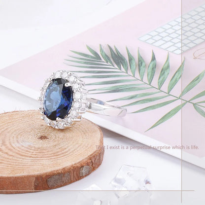 Sparkling Blue Zircon Engagement Ring – Classic Round Cut Women Jewelry