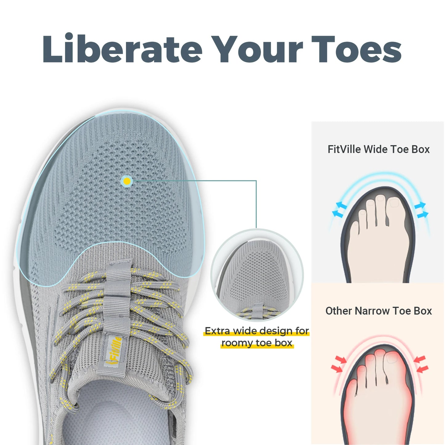 Wide Fit Men’s Athletic Shoes – Thick Sole Lightweight Casual Sneakers