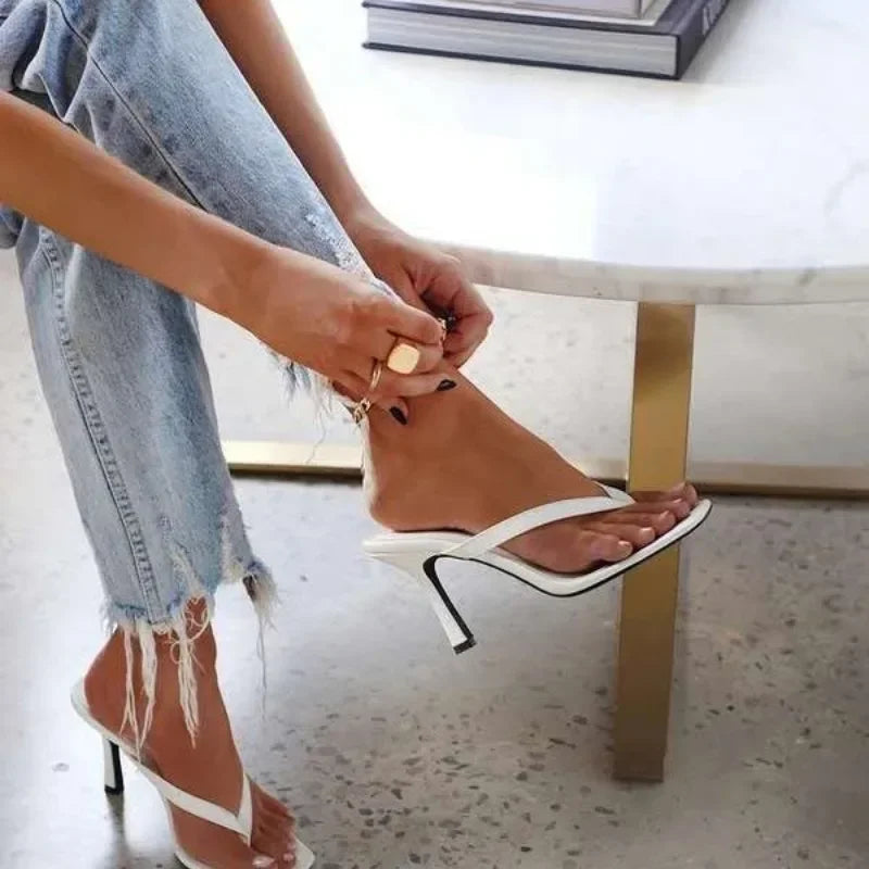 Modern Slip-On High Heel Sandals with Simple Elegant Strap Design