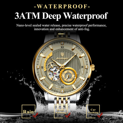 Luxury Skeleton Automatic Watch – Stainless Steel Luminous Design