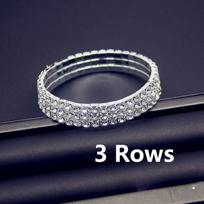 Full White Crystal Elastic Tennis Bracelet for Women – Elegant Wedding Style