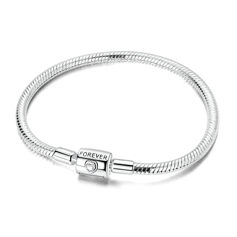 Elegant Heart Charm Bracelet – 925 Silver DIY Beads Jewelry