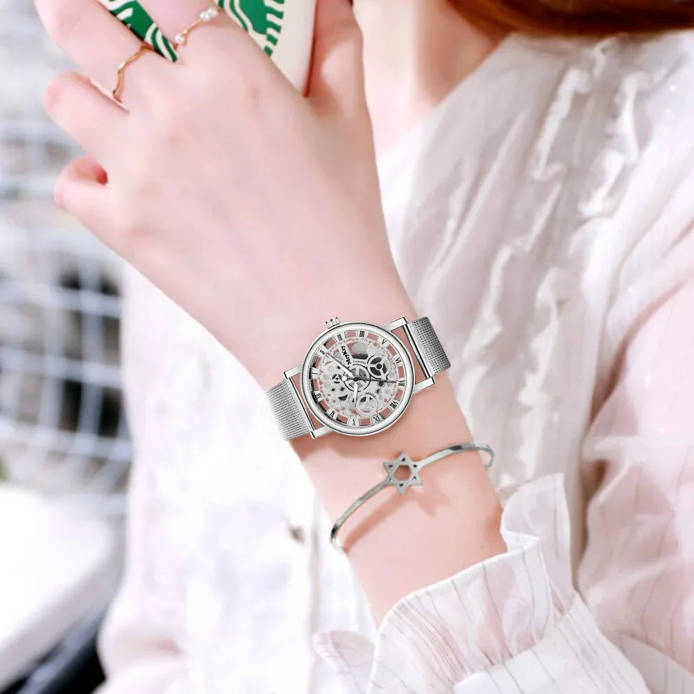 MODERN SKELETON MESH FASHION WATCH