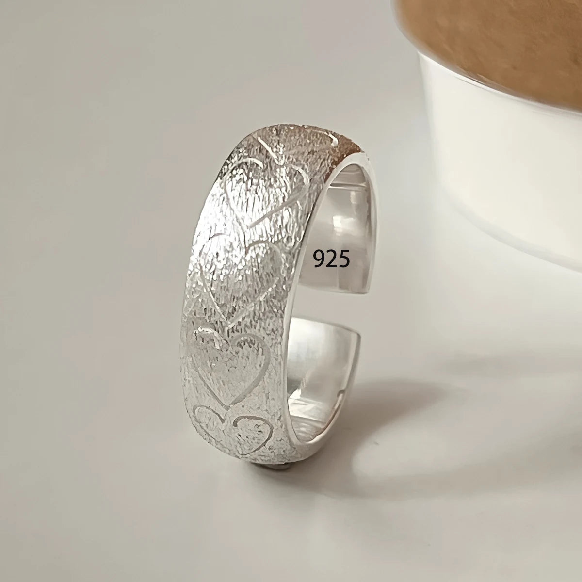 MODERN 925 STERLING SILVER HEART RING