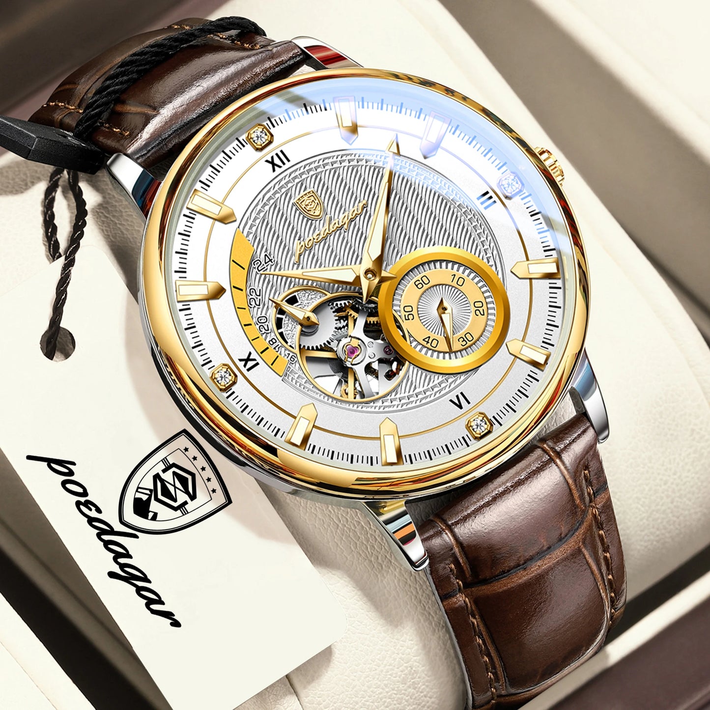 Luxury Skeleton Automatic Watch – Stainless Steel Luminous Design