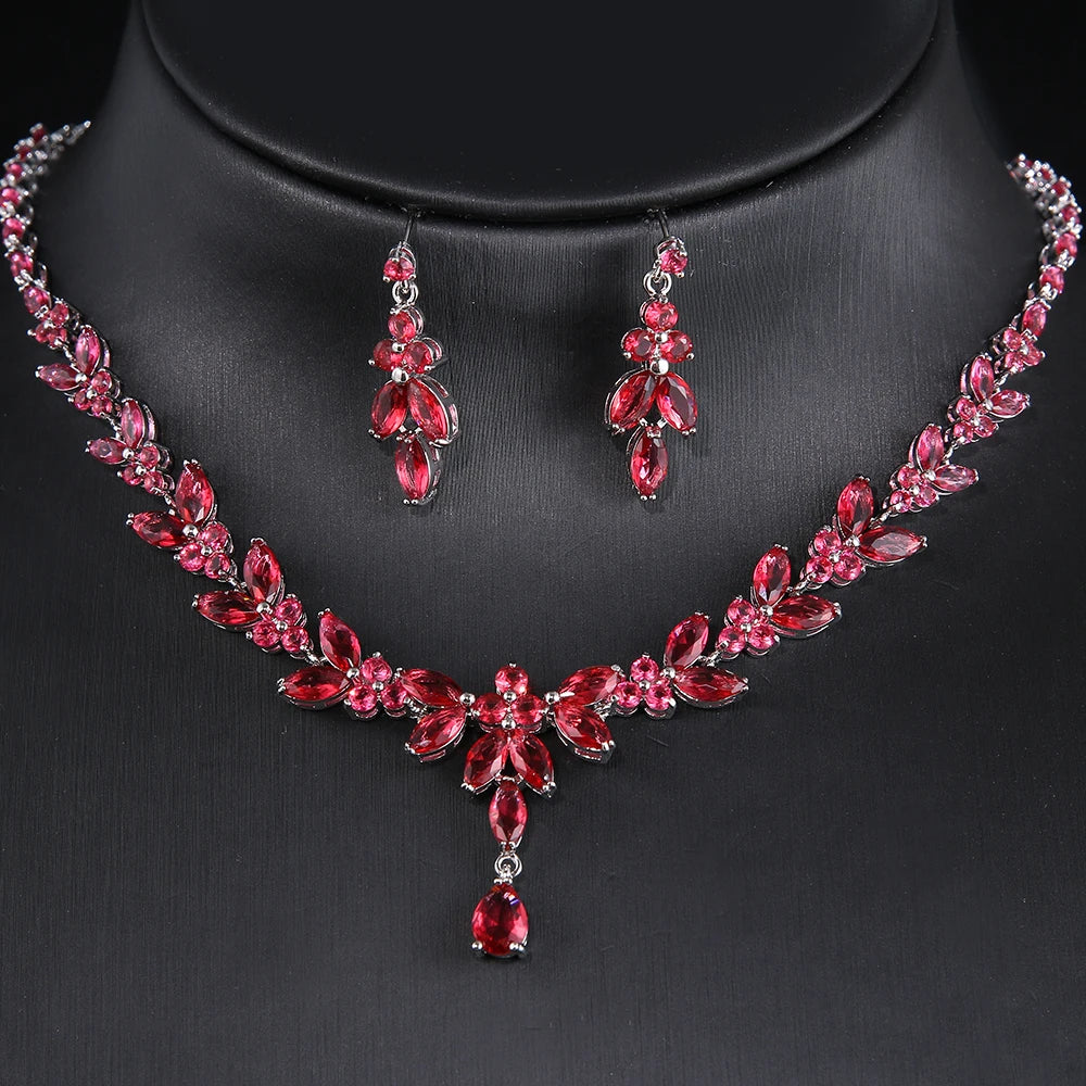 Timeless Cubic Zirconia Necklace & Earrings – Elegant Women’s Jewelry Gift Set
