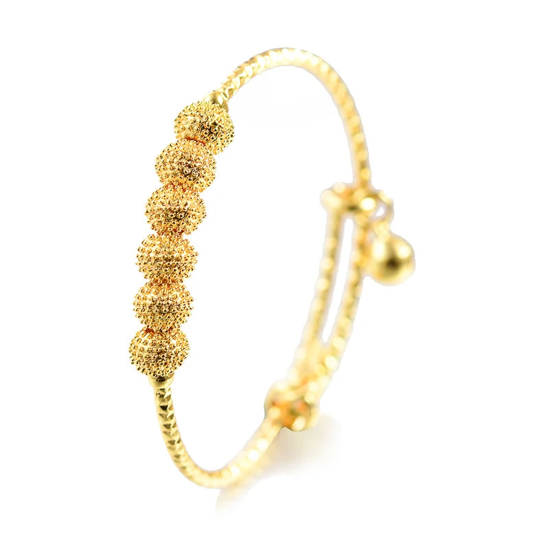 Traditional Style Kids Bracelets – 18K Gold Color Baby Bangles Set