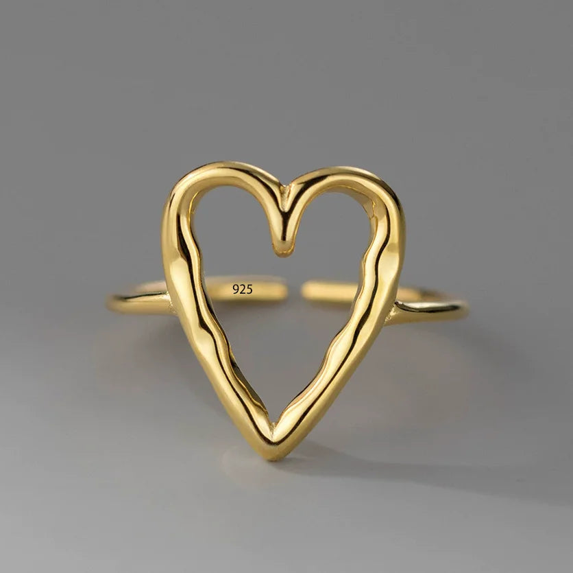 MODERN 925 STERLING SILVER HEART RING
