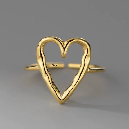MODERN 925 STERLING SILVER HEART RING