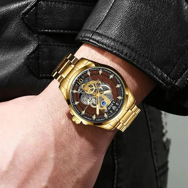 Elegant Stainless Steel Quartz Watch with Roman Numerals and Sleek Finish
