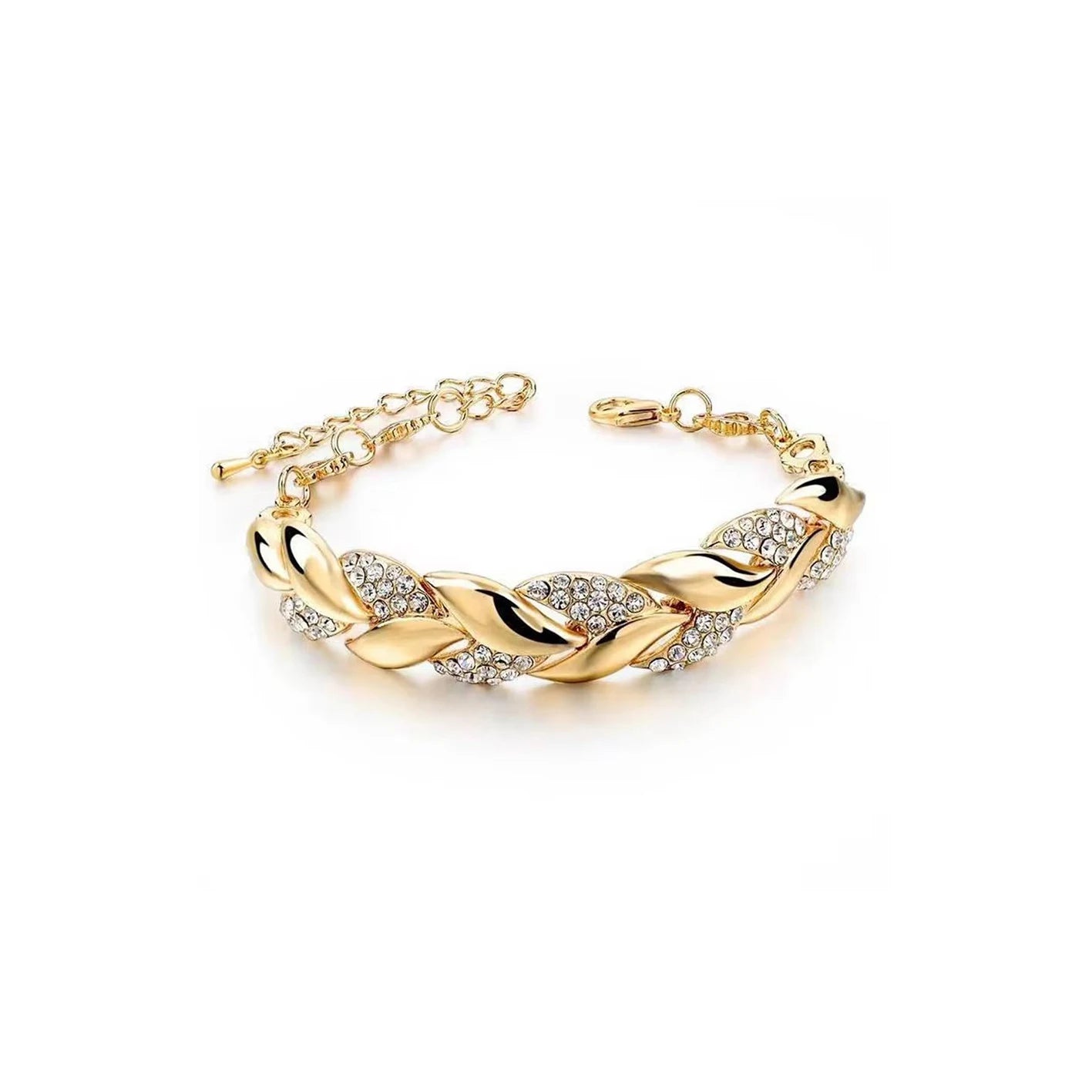 Minimal Luxury Leaf Bracelet – Shiny Crystal Charm Women Accessory