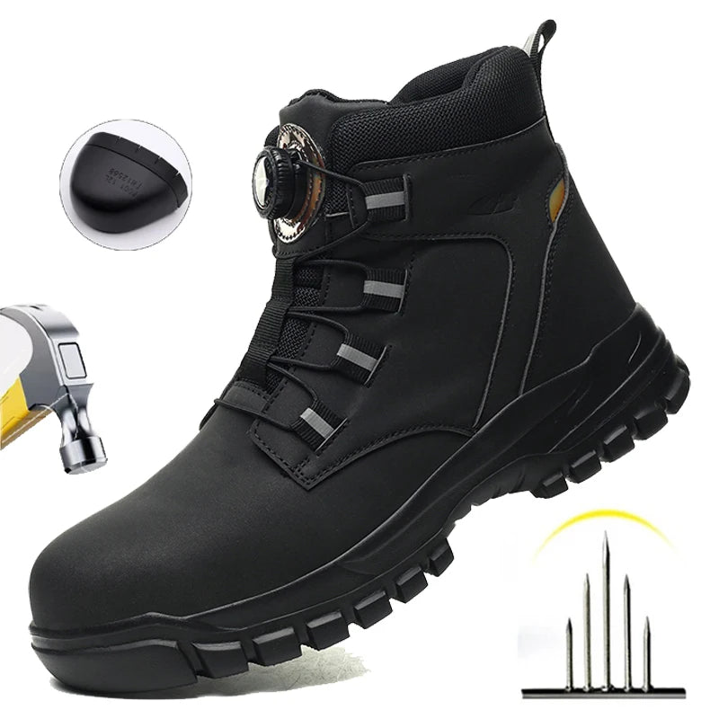 Heavy-Duty Waterproof Work Boots – Steel Toe Anti-Puncture Protection