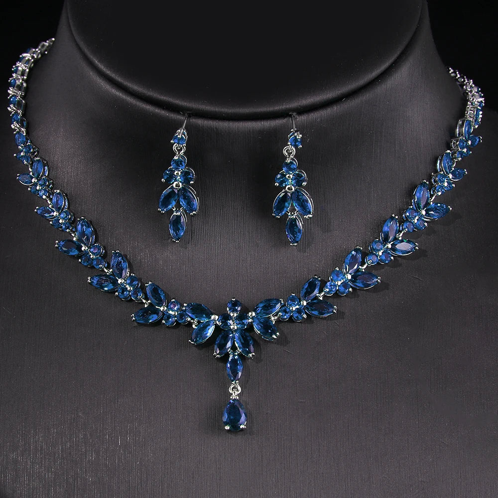 Timeless Cubic Zirconia Necklace & Earrings – Elegant Women’s Jewelry Gift Set