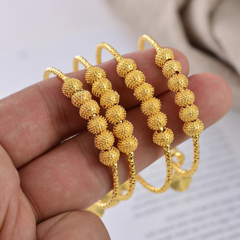 Traditional Style Kids Bracelets – 18K Gold Color Baby Bangles Set