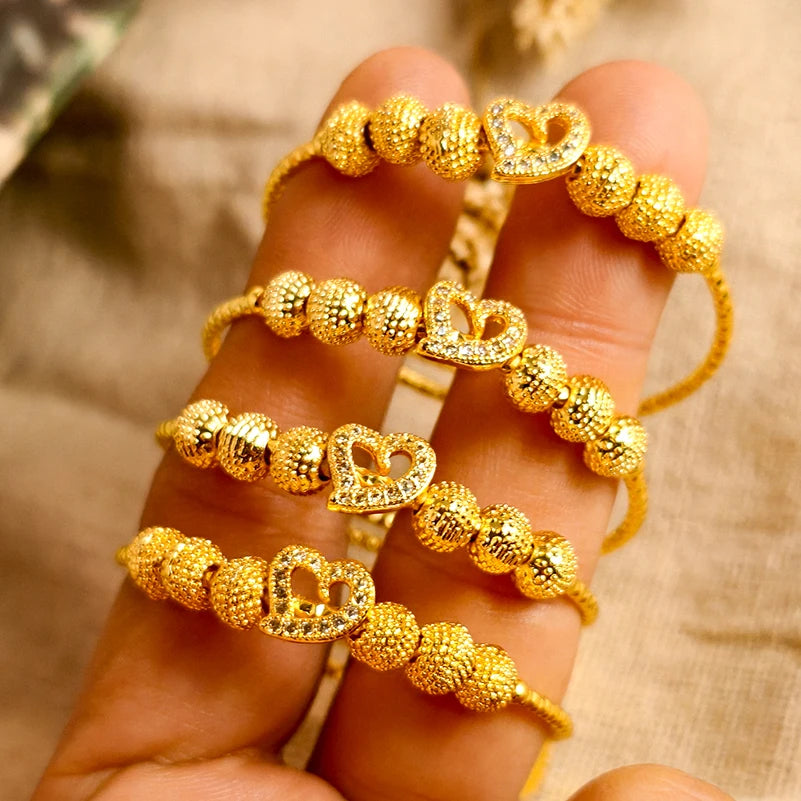 Traditional Style Kids Bracelets – 18K Gold Color Baby Bangles Set