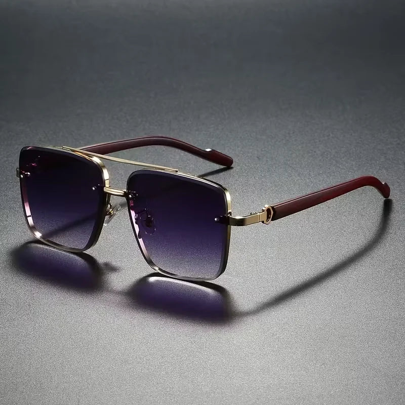 Fashion Square Metal Sunglasses – Pilot Style Double Bridge Sun Glasses