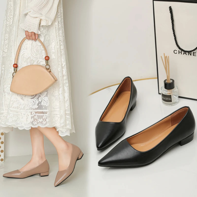 ELEGANT POINTED TOE SQUARE HEEL PUMPS