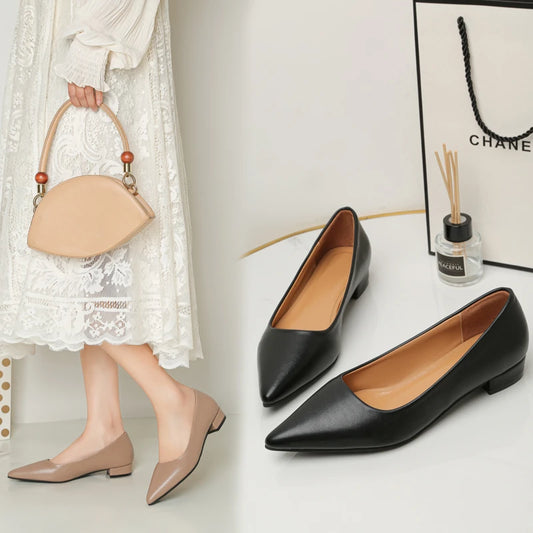 ELEGANT POINTED TOE SQUARE HEEL PUMPS
