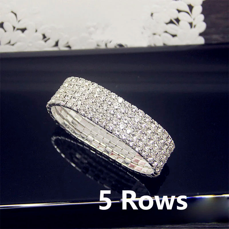 Full White Crystal Elastic Tennis Bracelet for Women – Elegant Wedding Style