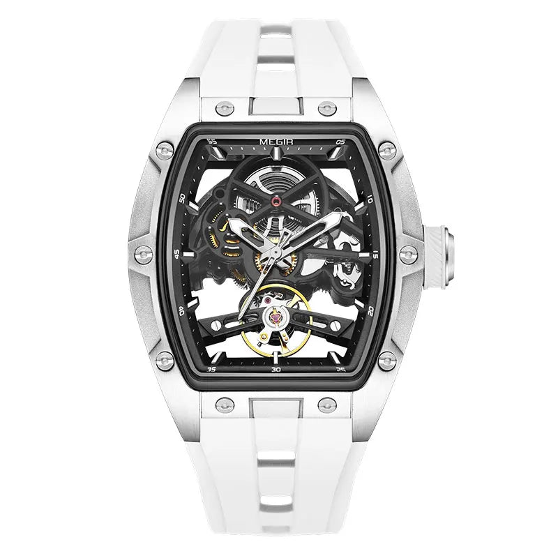 Automatic Sport Mechanical Watch – Tonneau Dial Silicone Strap