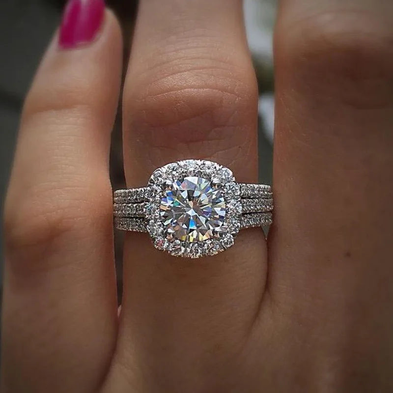 Classic Light Luxury Moissanite Ring – Square Cut Sterling Silver Women’s Jewelry