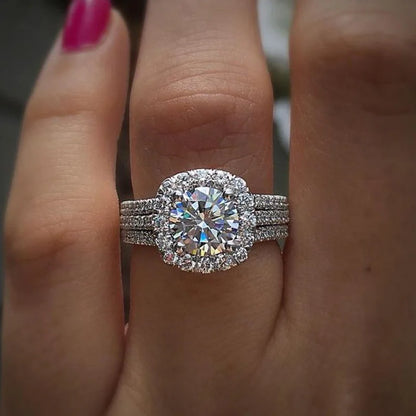 Classic Light Luxury Moissanite Ring – Square Cut Sterling Silver Women’s Jewelry