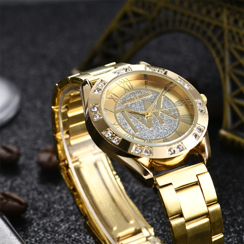 Sophisticated Gold-Tone Quartz Watch for Women – Stylish Everyday Wristwatch Gift