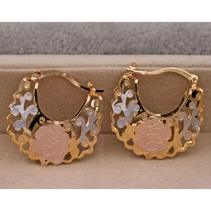 Classic Women’s Hoop Earrings – 14K Gold-Plated Jewelry for Weddings & Parties