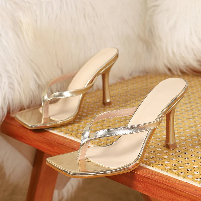 Elegant Summer Thin Heel Slide Sandals for Chic Everyday Fashion