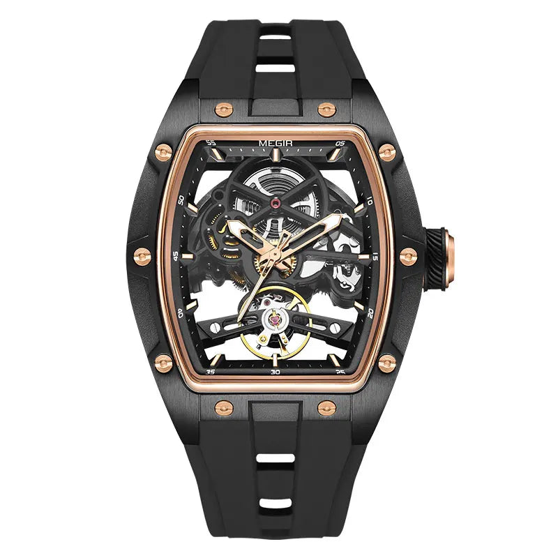 Automatic Sport Mechanical Watch – Tonneau Dial Silicone Strap