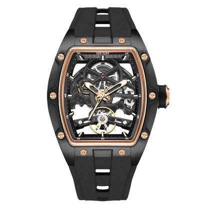 Automatic Sport Mechanical Watch – Tonneau Dial Silicone Strap