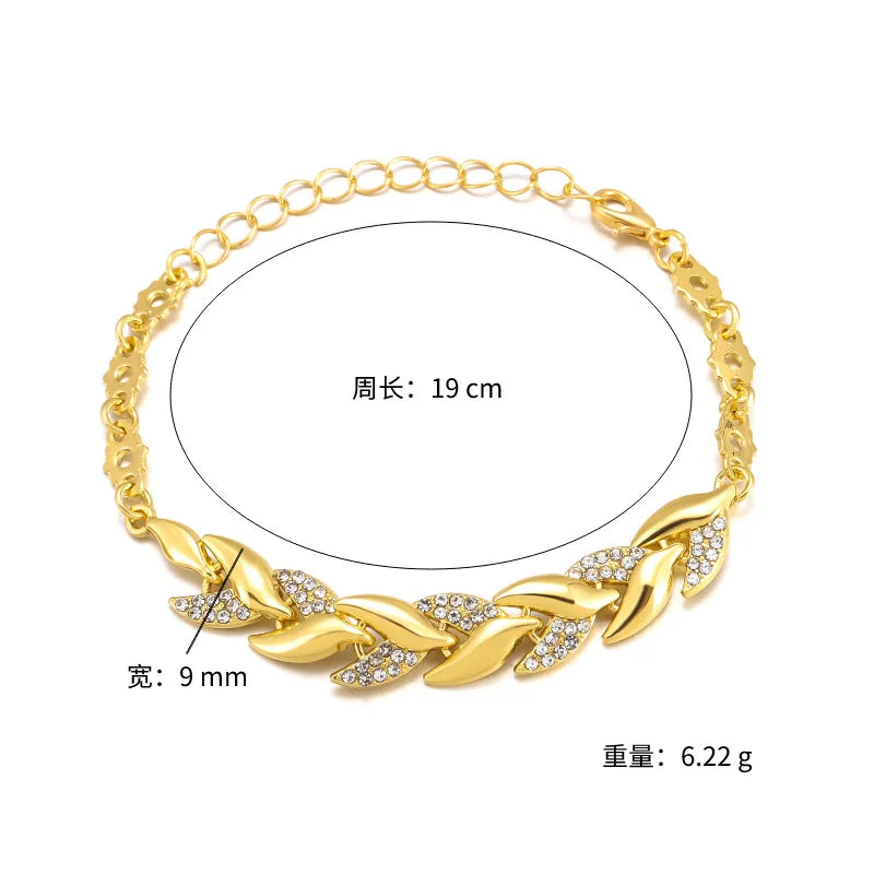 Minimal Luxury Leaf Bracelet – Shiny Crystal Charm Women Accessory