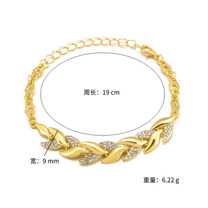 Minimal Luxury Leaf Bracelet – Shiny Crystal Charm Women Accessory