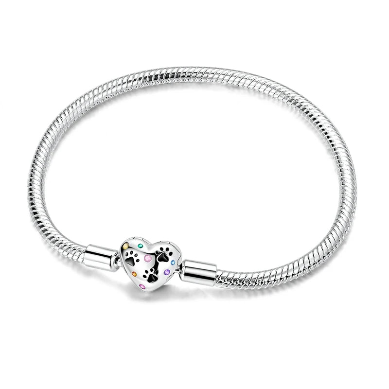 Elegant Heart Charm Bracelet – 925 Silver DIY Beads Jewelry