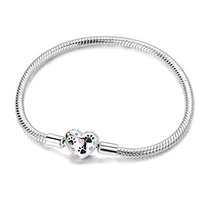 Elegant Heart Charm Bracelet – 925 Silver DIY Beads Jewelry