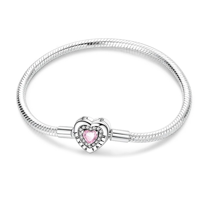 Elegant Heart Charm Bracelet – 925 Silver DIY Beads Jewelry