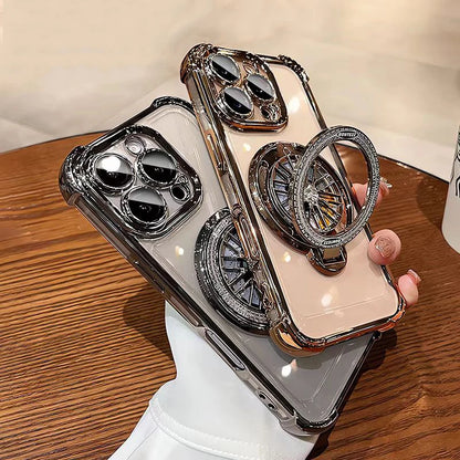 360° Rotating Magnetic Stand Phone Case – Clear Armor Plating Protection Cover