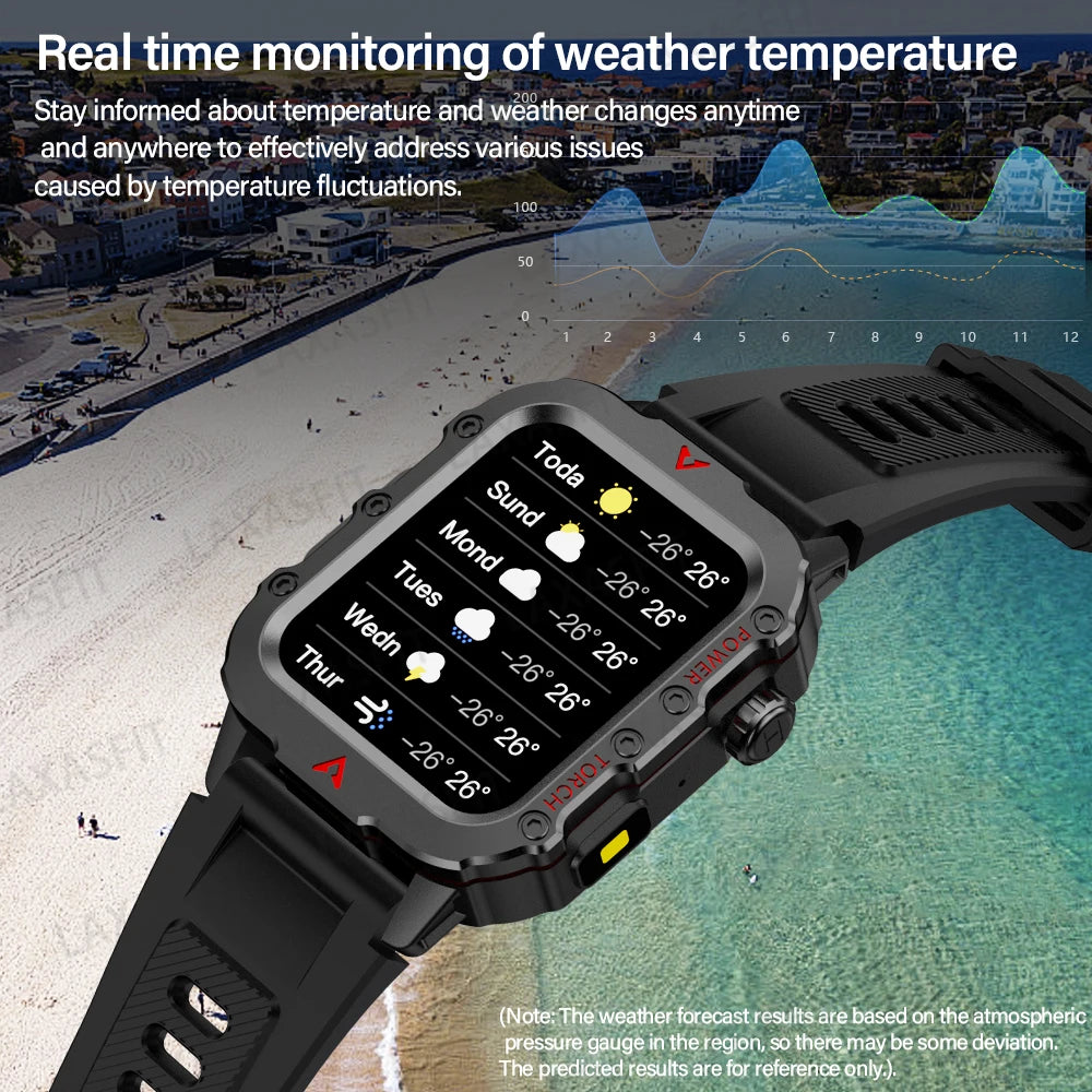 Outdoor Sports Smart Watch – LED Flashlight & Health Monitoring