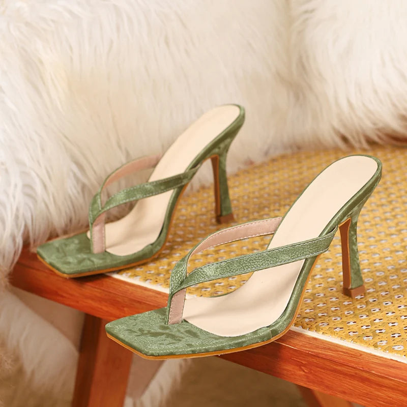 Elegant Summer Thin Heel Slide Sandals for Chic Everyday Fashion