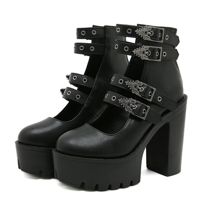 DARK GOTH PLATFORM MARY JANE BLOCK HEELS