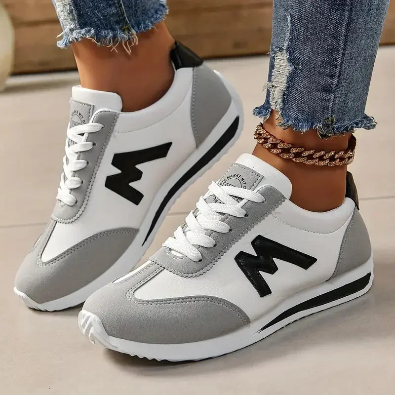 Women’s Lightweight Breathable Cross-Lace Sneakers – Round Toe Casual Style