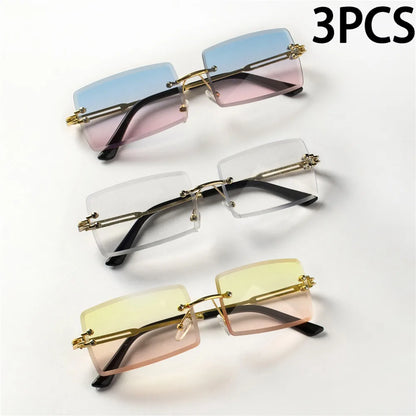 Unisex Fashion Rimless Sun Glasses – Minimal Travel Style Eyewear Pack