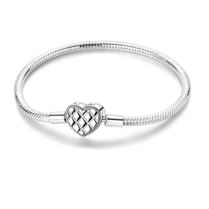 Elegant Heart Charm Bracelet – 925 Silver DIY Beads Jewelry