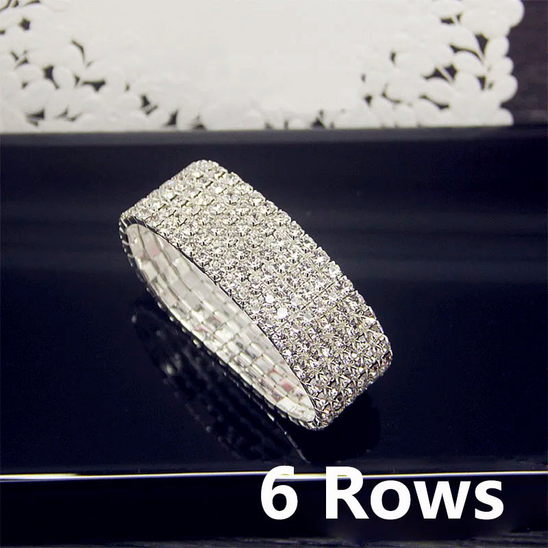 Full White Crystal Elastic Tennis Bracelet for Women – Elegant Wedding Style