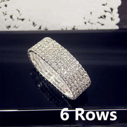 Full White Crystal Elastic Tennis Bracelet for Women – Elegant Wedding Style