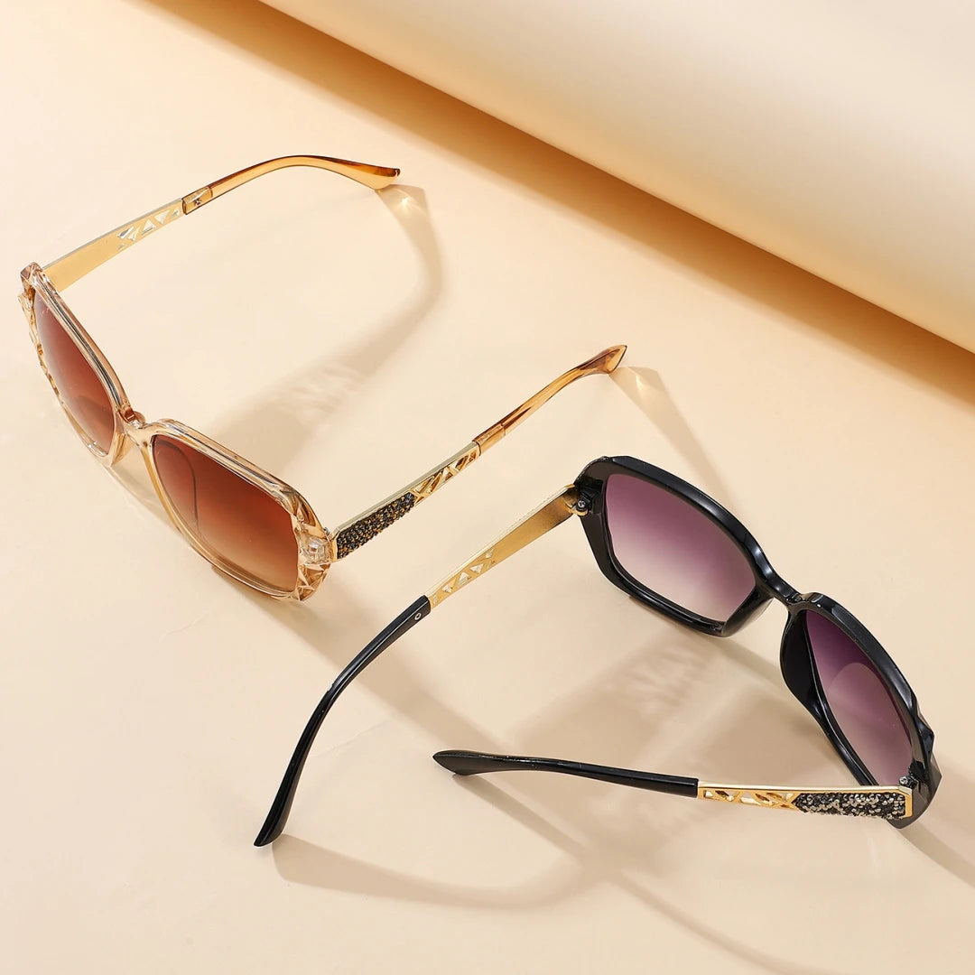Elegant UV Protection Sunglasses with Sparkling Diamond-Inspired Finish