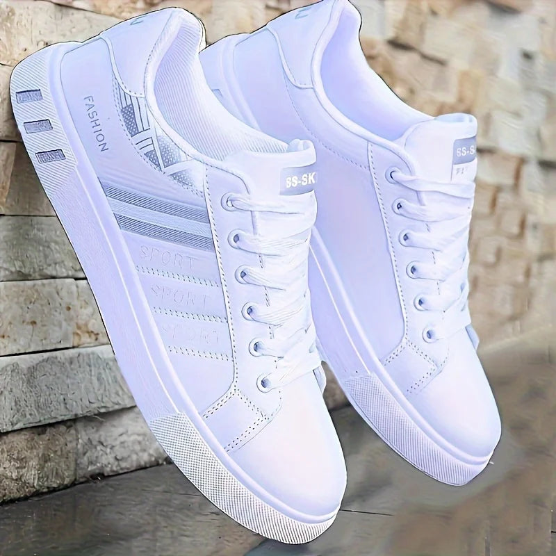 Minimalist White Sneakers – Comfortable Lightweight Shoes for Casual Sports & Skateboarding