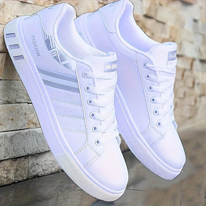 Minimalist White Sneakers – Comfortable Lightweight Shoes for Casual Sports & Skateboarding